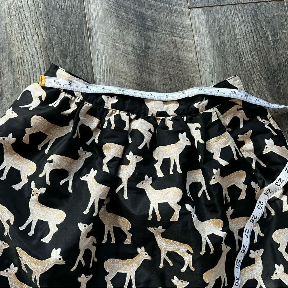 NWT Gymboree Girls Metallic Jacquard Deer Skirt Black Gold Holiday Girls XL 14